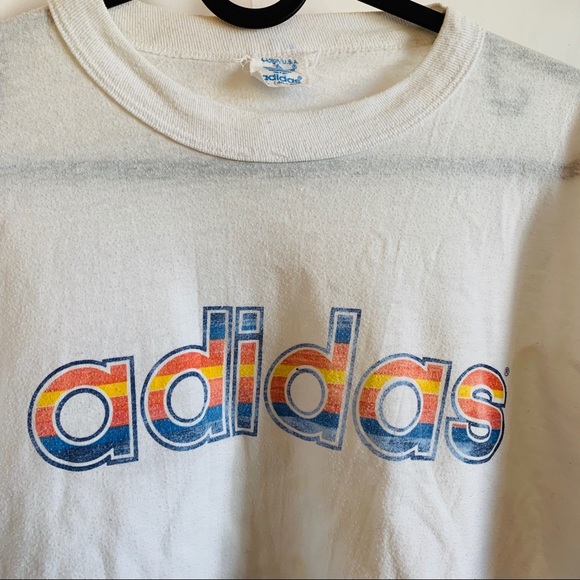 Vintage 80s Adidas Spellout Crop Top - Picture 2 of 4